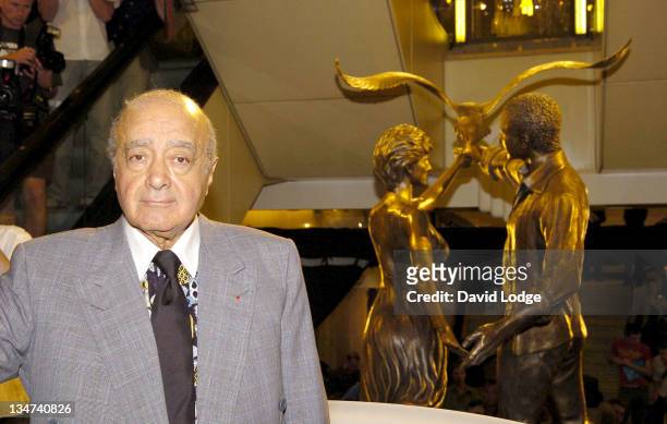 Mohamed Al Fayed during Dodi Al Fayed and Diana Memorial Unveiled at Harrods at Harrods in London, Great Britain.