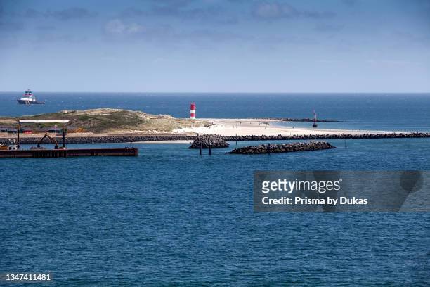 South beach in front of blue sky, Dune Island, Heligoland, North Sea, Schleswig-Holstein, Germany, Europe.
