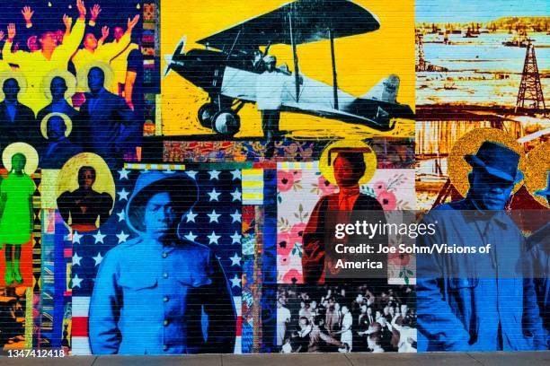 Mural Commemorating 100th Anniversary of Black Wall Street Massacre in 1921, Tulsa, Oklahoma.