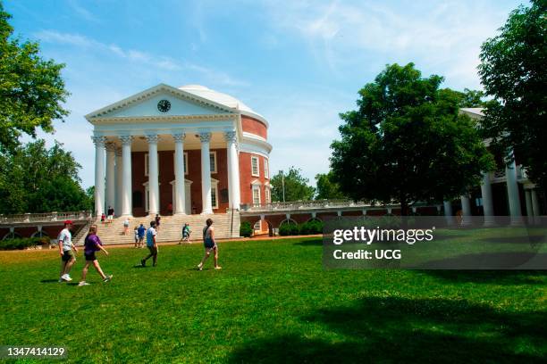 The Rotunda on the Lawn at the University of Virginia, designed by Thomas Jefferson, Charlottesville, Virginia.