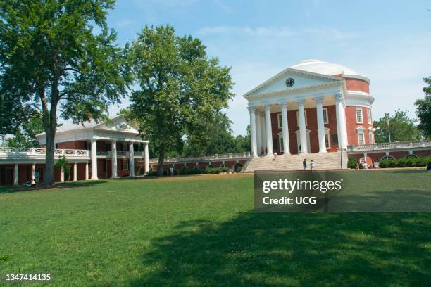 The Rotunda on The Lawn at the University of Virginia, designed by Thomas Jefferson, Charlottesville, Virginia.