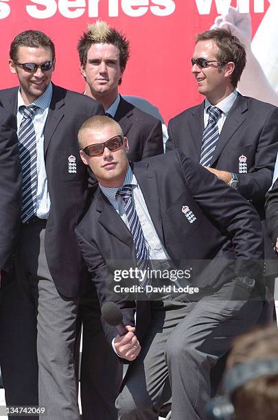 Steve Harmison and Kevin Pietersen and Andrew Flintoff and Michael Vaughan