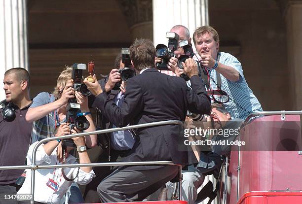 Michael Vaughan during The England Cricket Team's Ashes Winning Celebrations - Trafalgar Square Party at Trafalgar Square in London, Great Britain.