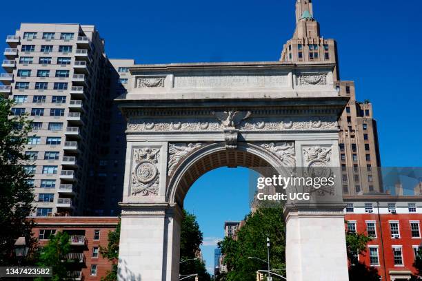 Arch at Washington Square Park, designed by Sanford White architect and modeled after Arc de Triumphe, Manhattan.