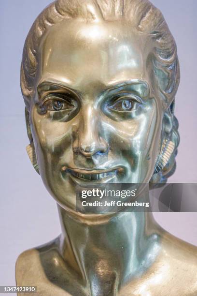 Argentina, Buenos Aires, Evita Peron Museum, bronze bust of Evita Peron, First Lady, political historical figure.