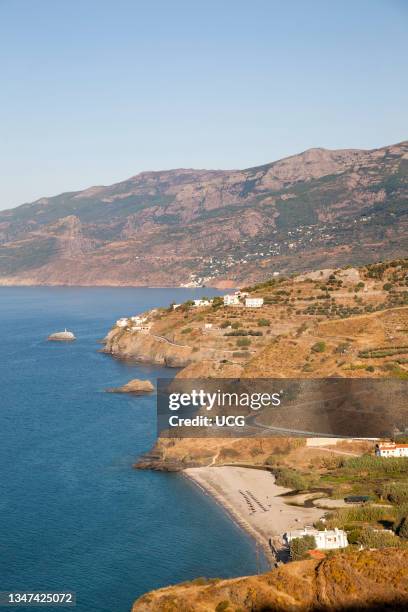 Coast between Armenistis and Evdilos, Ikaria island, Aegean Sea, Greece, Europe.