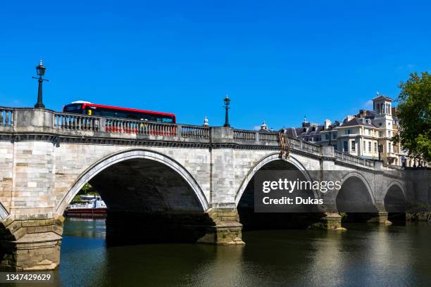 England, London, Richmond, Richmond Bridge and River Thames.