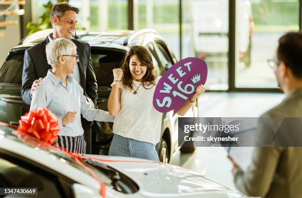 a new car for 16th birthday! - 16th birthday stock pictures, royalty-free photos & images