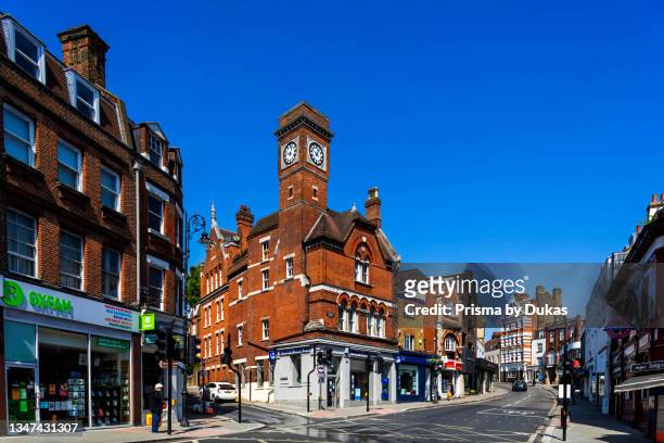 England, London, Hampstead, Village Centre and The Clock Tower.
