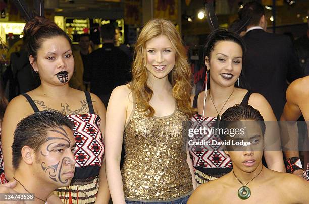 Hayley Westenra with Maori dancers during Hayley Westenra In-Store Performance and Album Signing at HMV in London - September 27, 2005 at HMV in...
