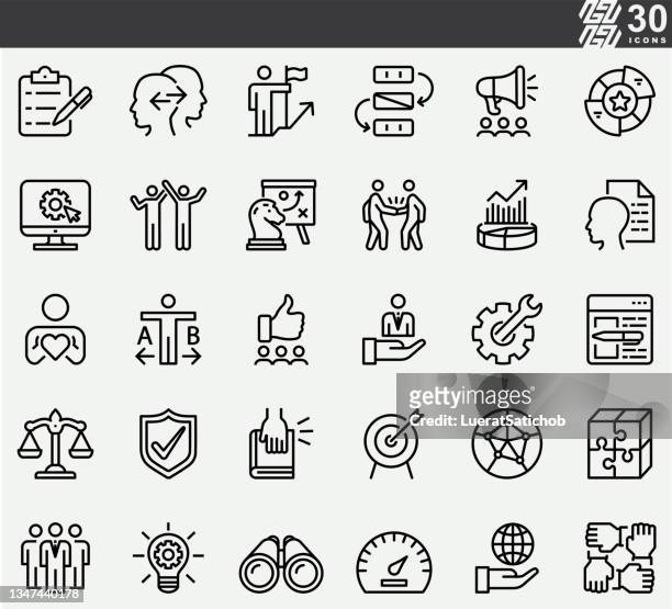 core  values line icons - corporate culture stock illustrations