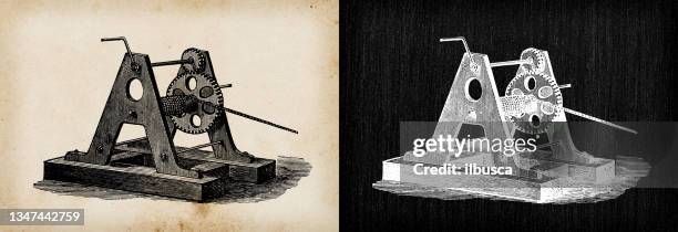 stockillustraties, clipart, cartoons en iconen met antique illustration: crab winch - lier