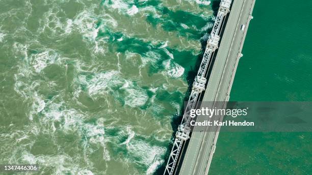 oosterschelde flood barrier - stock photo - netherlands aerial stock pictures, royalty-free photos & images