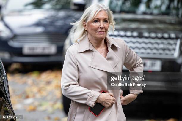Secretary of State for Digital, Culture, Media and Sport Nadine Dorries arrives at the Science Museum on October 19, 2021 in London, England. The...