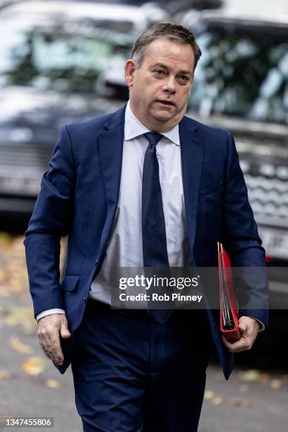 Minister of State Nigel Adams arrives at the Science Museum on October 19, 2021 in London, England. The summit brought together British politicians,...