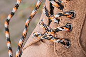 Brown shoes and shoelaces  - detailed photography