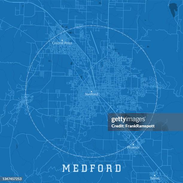 medford or city vector road map blue text - medford oregon stock illustrations