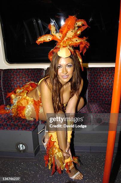 Jodie Marsh during Jodie Marsh Unveils "Say No to Nuggets" PETA Ad Campaign at Oxford Circus Tube Station in London, Great Britain.