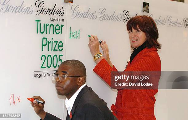 David Lammy MP and Janet Street Porter during Janet Street Porter Unveils the Gordon's Gin "Judge for Yourself" Tour at Victoria Train Station in...