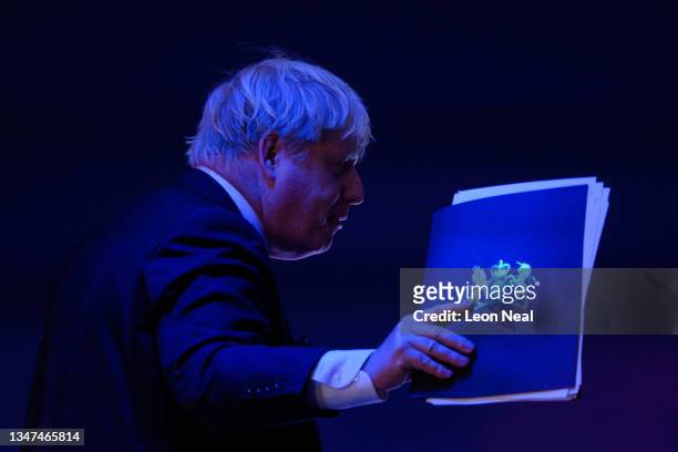 Prime Minister Boris Johnson attends the Global Investment Summit at the Science Museum on October 19, 2021 in London, England. The summit brought...