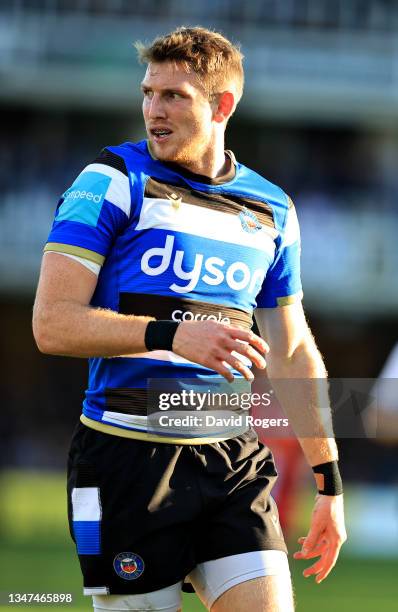 Ruaridh McConnochie of Bath looks on during the Gallagher Premiership Rugby match between Bath Rugby and Saracens at The Recreation Ground on October...