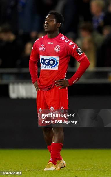 Marlos Moreno of KV Kortrijk during the Jupiler Pro League match between Club Brugge and KV Kortrijk at Jan Breydelstadion on October 15, 2021 in...