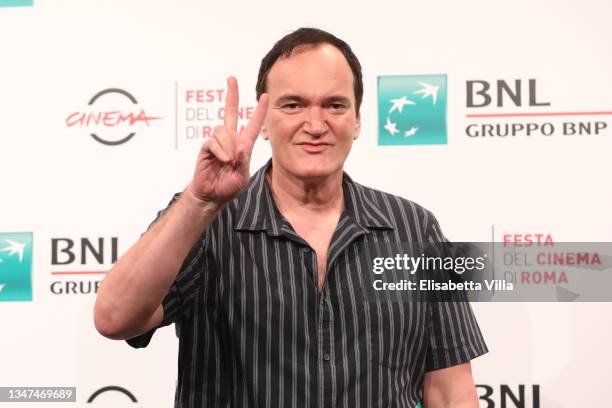 Quentin Tarantino attends the photocall during the 16th Rome Film Fest 2021 on October 19, 2021 in Rome, Italy.