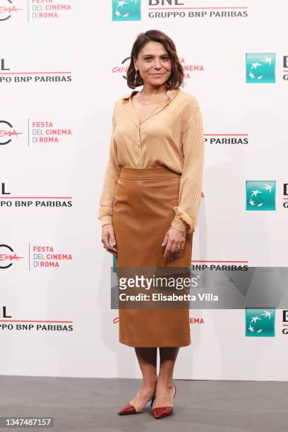 Antonia Truppo attends the photocall of the movie "Crazy For Football" during the 16th Rome Film Fest 2021 on October 19, 2021 in Rome, Italy.