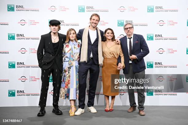 Simone Baldasseroni aka Biondo, Angela Fontana, director Volfango De Biasi, Antonia Truppo and Sergio Castellitto attend the photocall of the movie...