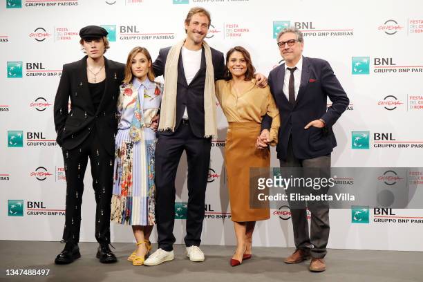 Simone Baldasseroni aka Biondo, Angela Fontana, director Volfango De Biasi, Antonia Truppo and Sergio Castellitto attend the photocall of the movie...