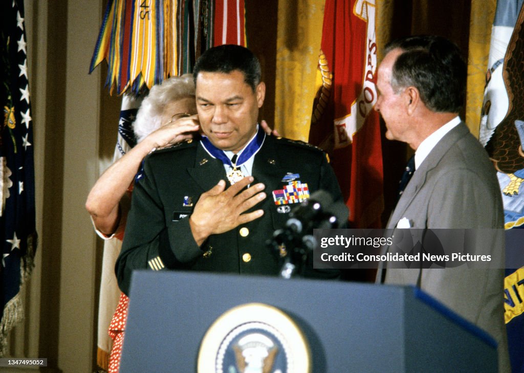 Colin Powell Presented With The Presidential Medal Of Freedom