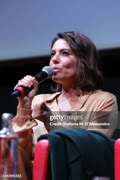 Antonia Truppo attends the press conference of the movie "Crazy For Football" during the 16th Rome Film Fest 2021 on October 19, 2021 in Rome, Italy.