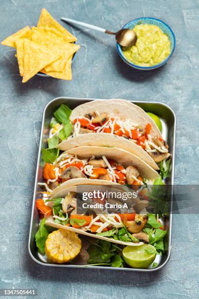 vegetarian tacos mexican food - home made tacos stock pictures, royalty-free photos & images