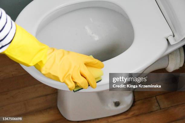 toilet cleaning - 保護用手袋 ストックフォトと画像