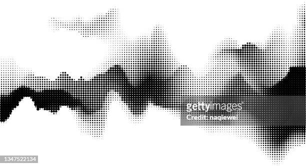abstract gradient monochrome half tone polka dots style mountain fluidity landscape pattern background,ink wash painting - technology stock illustrations