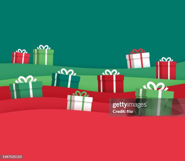 illustrazioni stock, clip art, cartoni animati e icone di tendenza di regalo di natale natalizio presenta wave abstract background - christmas present