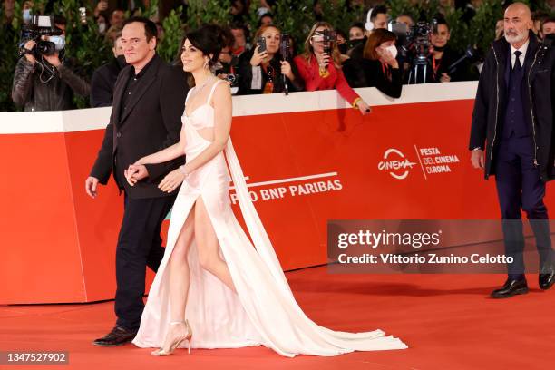 Quentin Tarantino and Daniella Pick attend the close encounter red carpet during the 16th Rome Film Fest 2021 on October 19, 2021 in Rome, Italy.