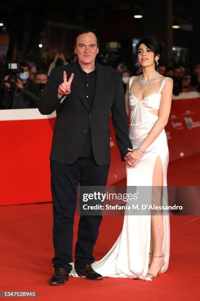 Quentin Tarantino and Daniella Pick attend the close encounter red carpet during the 16th Rome Film Fest 2021 on October 19, 2021 in Rome, Italy.