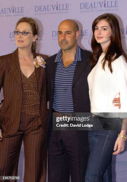 Meryl Streep and Stanley Tucci and Anne Hathaway during The 32nd Annual Deauville American Film Festival - The Devil Wears Prada Photocall at...