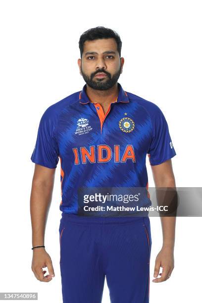 Rohit Sharma of India poses for a headshot prior to the ICC Men's T20 World Cup at on October 17, 2021 in Dubai, United Arab Emirates.