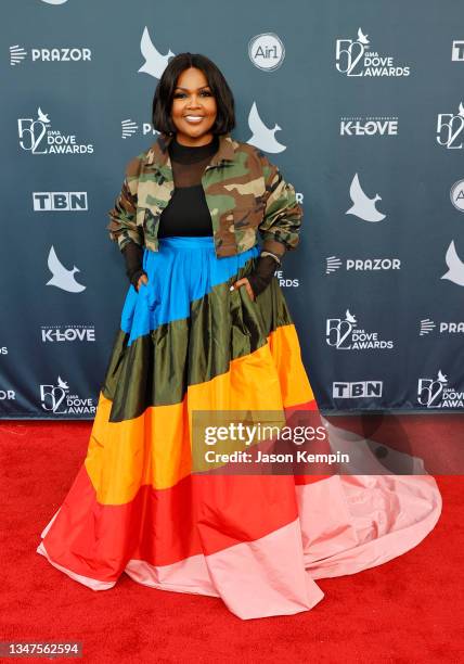 CeCe Winans attends the 52nd GMA Dove Awards at Lipscomb Allen Arena on October 19, 2021 in Nashville, Tennessee.