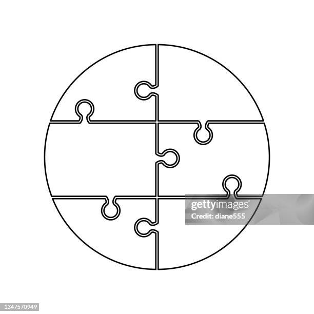 thin line puzzle pieces on a transparent base - interlocking shapes stock illustrations