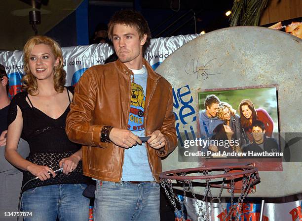 Hilarie Burton and Chad Michael Murray during Gavin Degraw and Cast Members of "One Tree Hill" Apear at Planet Hollywood - New York at Planet...