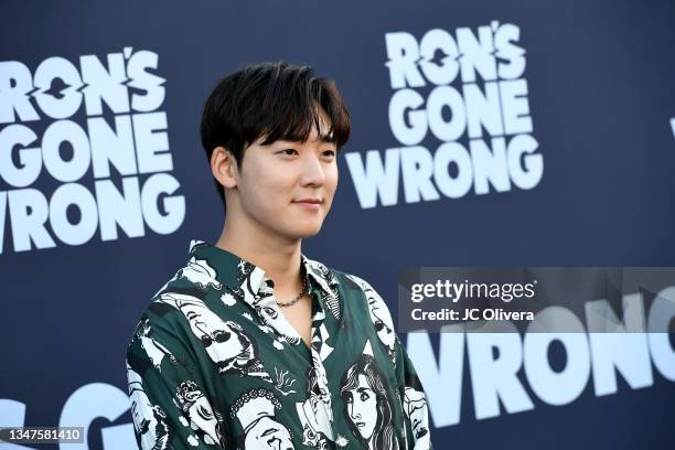 Kevin Woo attends the Premiere Of Disney Studios' "Ron's Gone Wrong" at El Capitan Theatre on October 19, 2021 in Los Angeles, California.