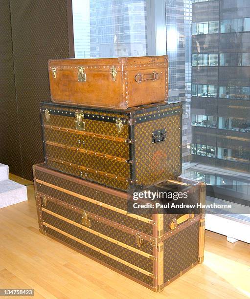Louis Vuitton trunks during Louis Vuitton Kicks Off 150th Anniversary by Opening Its Largest Store in New York City - Press Conference at The Tower...