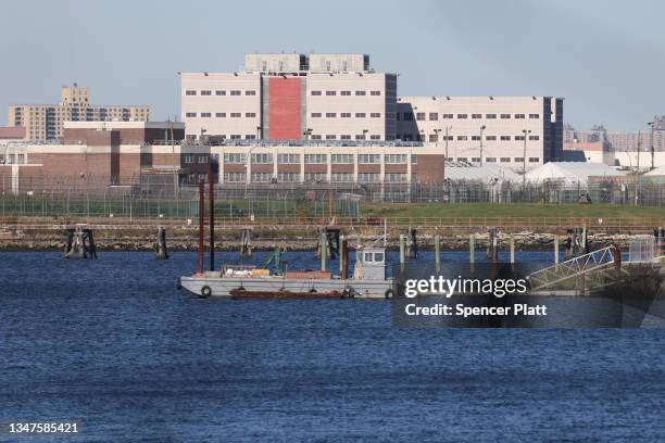 Rikers Island, home to the main jail complex, is situated in the East River between the Queens and Bronx boroughs as shown on October 19, 2021 in New...