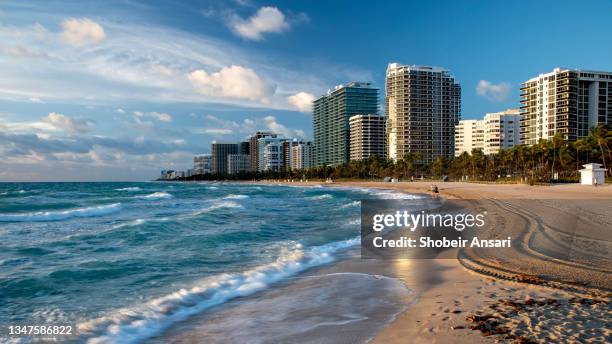 miami beach at sunrise - south florida v miami stockfoto's en -beelden