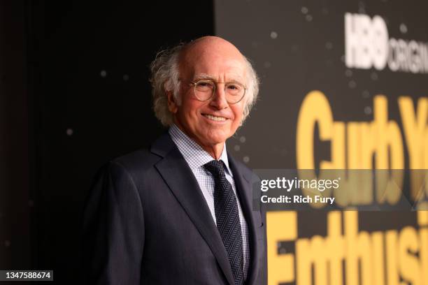 Larry David attends the premiere of HBO's "Curb Your Enthusiasm" at Paramount Pictures Studios on October 19, 2021 in Los Angeles, California.