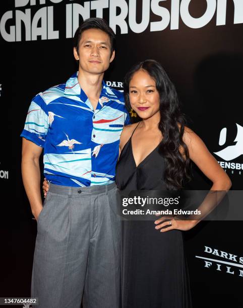 Actor Harry Shum Jr. And actress Shelby Rabara arrive at the Los Angeles Friends + Family Premiere of Dark Sky Films and Queensbury Pictures'...