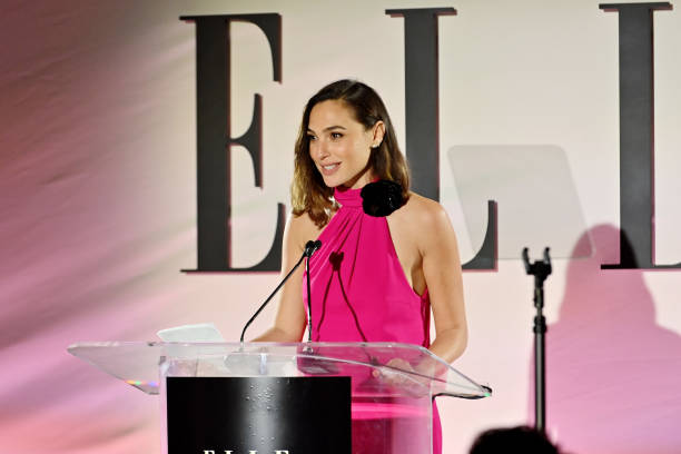 Honoree Gal Gadot speaks onstage during ELLE's 27th Annual Women In Hollywood Celebration, presented by Ralph Lauren and Lexus, at Academy Museum of...